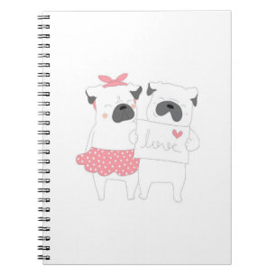 Cute Couple Fransk Bulldog Kärlek HUND ÄLSKARE Anteckningsbok