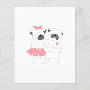 Cute Couple Fransk Bulldog Kärlek HUND ÄLSKARE Flygblad