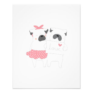 Cute Couple Fransk Bulldog Kärlek HUND ÄLSKARE Fototryck