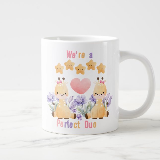 Cute Couple Giraffe Mugg | Vi är en Perfekt Duo Jumbo Mugg (Höger)