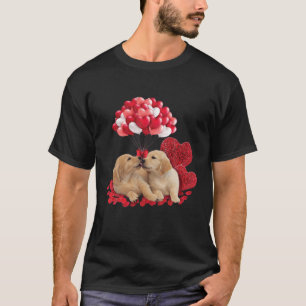 Cute Couple Golden Retriever Valentine Day Hund L T Shirt