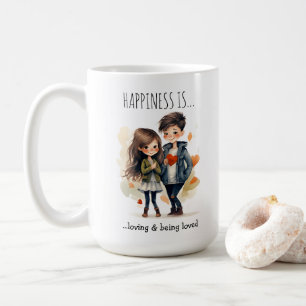 Cute Couple i Kärlek Tecknad lycka är Kaffemugg