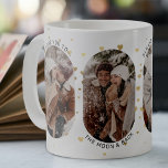 Cute Couple 'I Kärlek You' 4 Fotokollage Kaffemugg<br><div class="desc">Cute Coffee Mugg designad för par,  med 4 (4) trendig bilder,  texten - "I KÄRLEK ER TILL MÅNE & BACK,  ALWAYS OCH FOREVER,  WITH KÄRLEK (add namn)" och faux guld foliekonfetti. Underbar gåva till den speciella personen i ditt liv i Valentines day!</div>