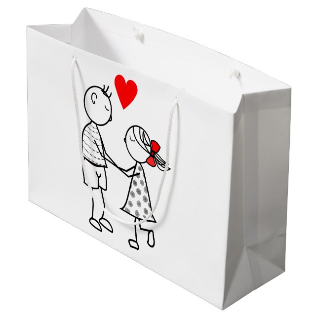 Cute Couple Kärlek Gift Bag - Anpassade (Baksidan Vinklad)