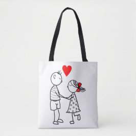 Cute Couple Kärlek Tote Bag Romantic Tygkasse