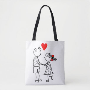 Cute Couple Kärlek Tote Bag Romantic Tygkasse