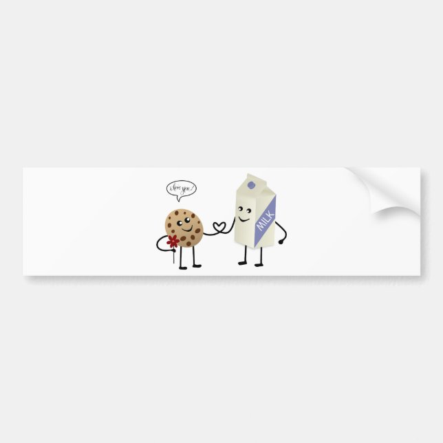 Cute Couple - Mjölk och Cookie Bildekal (Framsidan)
