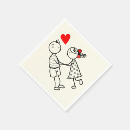 Cute Couple Napkins Pappersservett