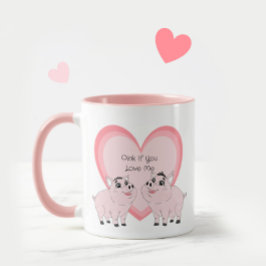 Cute couple of pink piggy mugg