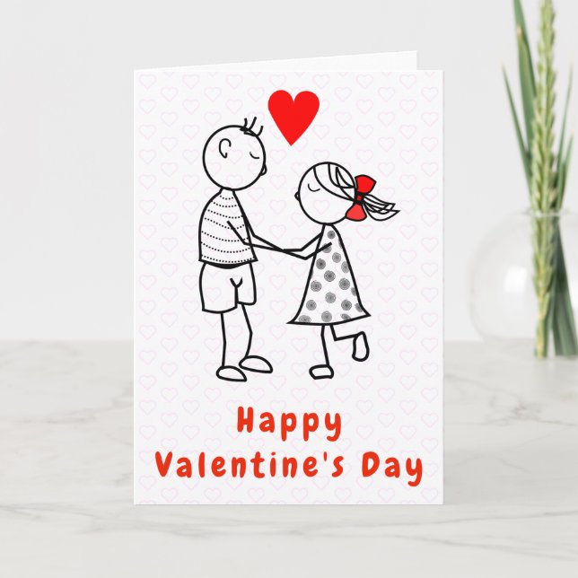 Cute Couple Romantic Valentine Day Card Kort (Framsida)