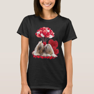 Cute Couple Shih Tzu Valentine Day Kärlek Gif T Shirt