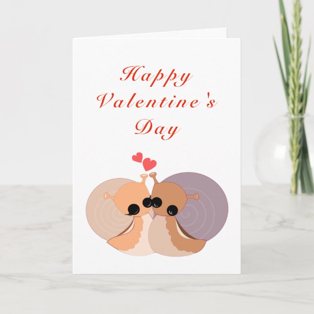 Cute Couple Snigel Valentine Day Card Kort (Framsida)