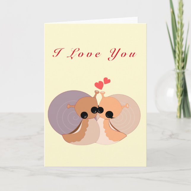 Cute Couple Snigel Valentine Day Card Kort (Framsida)