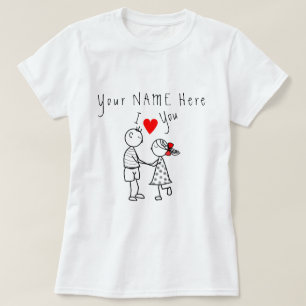 Cute Couple T-Shirt med eget namn