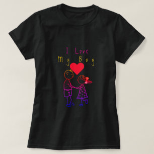 Cute Couple T-Shirt med text - jag Kärlek min pojk