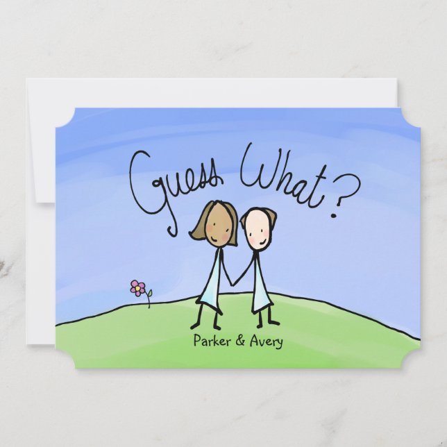 Cute Couple Two Brides Gissa vilket meddelande. Meddelande (Framsida)