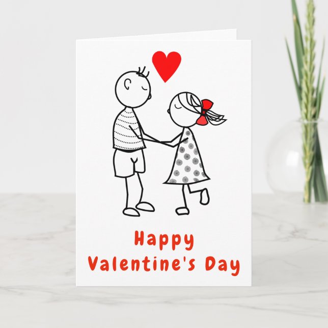 Cute Couple Valentine Day Card Kort (Framsida)