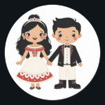 Cute Couple Wedckers Runt Klistermärke<br><div class="desc">Perfekt med lämpliga tecknad-temade bröllop-klistermärken för att dekorera inbjudningar,  gåvor och album. Underbaren för bröllop och årsdagen för firande!</div>