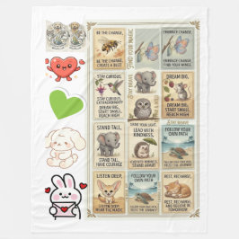 Cute & Courageous Animal Quote for kids Fleecefilt