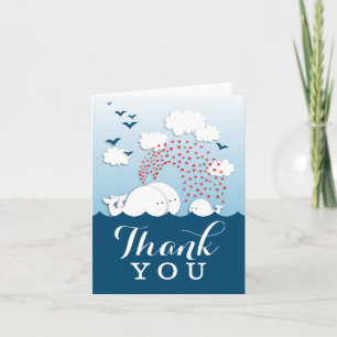 Cute Couwhite Whales Tackkort Card