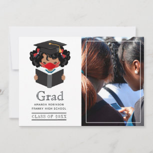 Cute Covid African American Girl Studenten Photo Meddelande