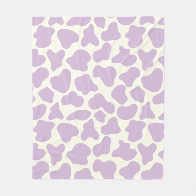 Cute Cow Animal Print Mönster Aesthetic Lilac  Fleecefilt (Framsidan)