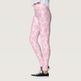 Cute Cow Animal Print Mönster Aesthetic Rosa Leggings