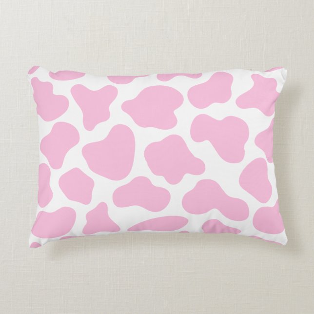 Cute Cow Animal Print Mönster Aesthetic Rosa Prydnadskudde (Framsidan)
