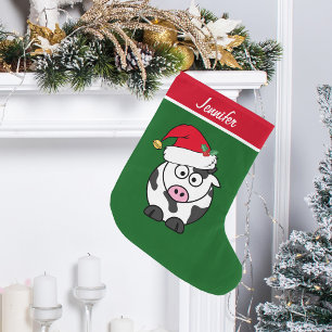 Cute Cow Anpassningsbar Kids Stor Julstrumpa