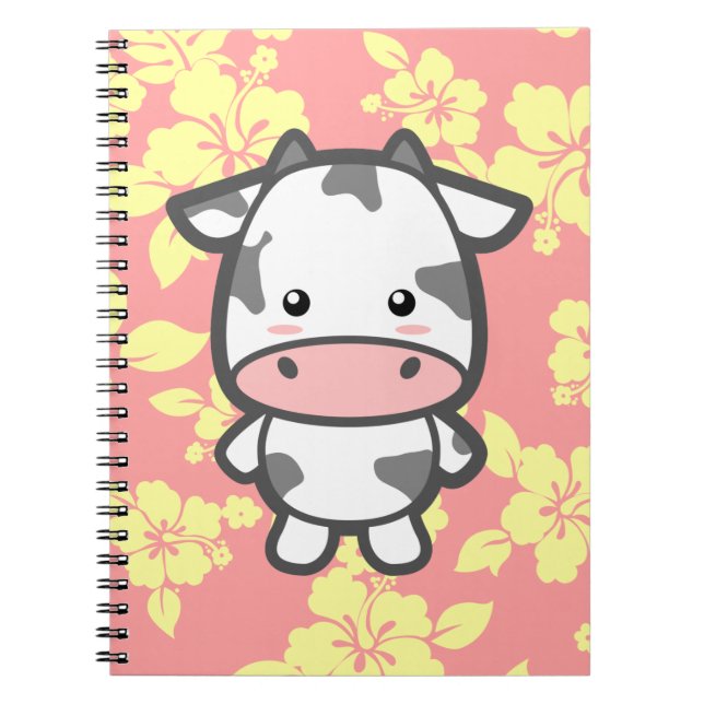 Cute Cow Anteckningsbok Med Spiral (Framsidan)