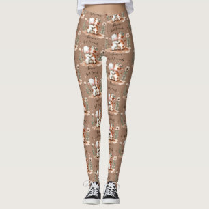 Cute Cow Best Friends Hug Blommigt Art Leggings