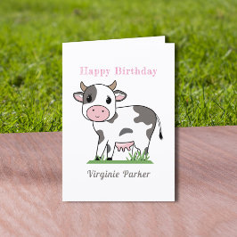Cute Cow Birday Card Tack Kort