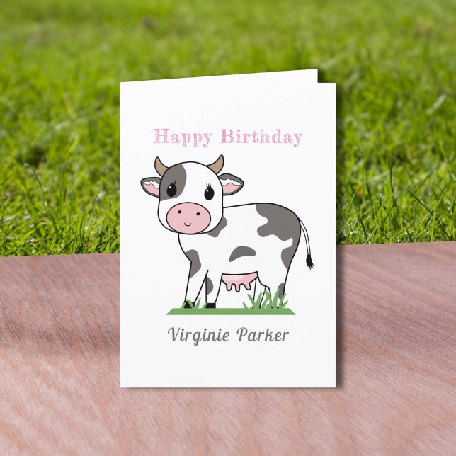 Cute Cow Birday Card Tack Kort (Cute Cow Birthday Card )