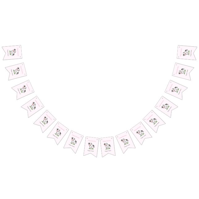 Cute Cow Birthday Bunting Flaggor (Alla)