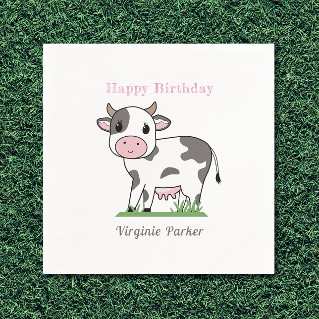 Cute Cow Birthday Napkins Pappersservett (Cute Cow Birthday Napkins)