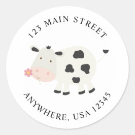 Cute Cow Birthday-returetiketter Runt Klistermärke
