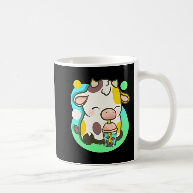 Cute Cow Boba Tea Bubble Tea Anime Kawaii Kaffemugg (Höger)