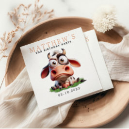 Cute Cow Boskap 2:a födelsedagen Party Pappersservett