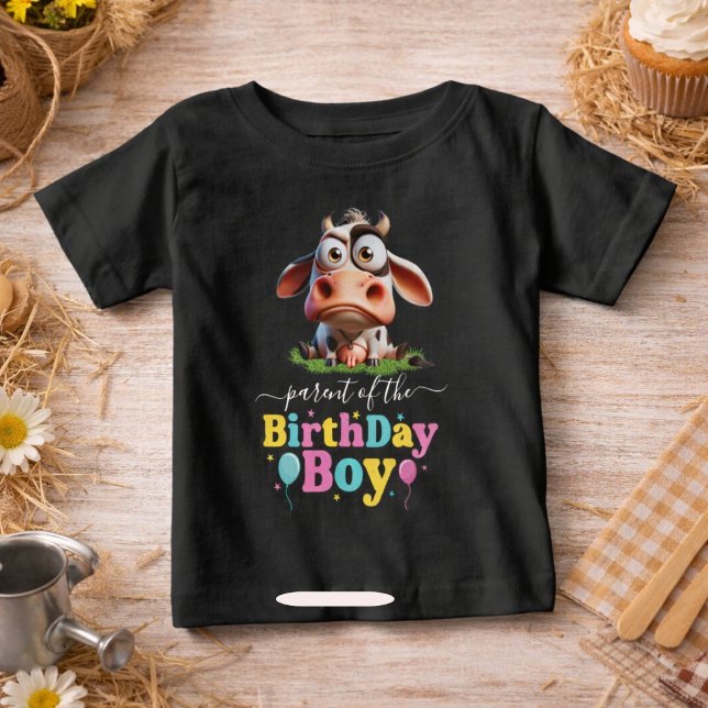 Cute Cow Boskap 2:a födelsedagen Party T Shirt (Cute Cow Farm Animals 2nd Birthday Party Baby T-Shirt
)