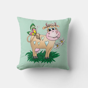 Cute Cow & Butterfly Kudde
