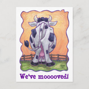 Cute Cow Change of Adress Meddelande Vykort