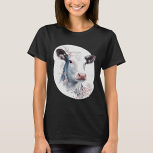Cute Cow Cherry Blommar Japanska Sakura Farming Co T Shirt