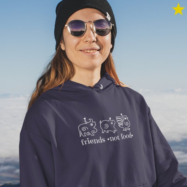 Cute Cow Chicken Pig Doodle Vegan Vegetarian Hoodie (Skapare uppladdad)