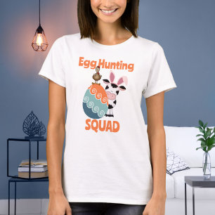 Cute Cow Egg Hunting Squad Farm Påsk T Shirt