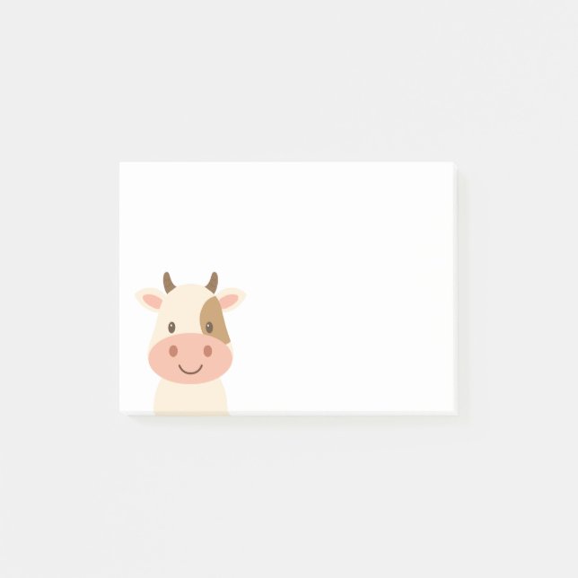Cute Cow Farm Animal Ansikte Post-it Block (Framsida)