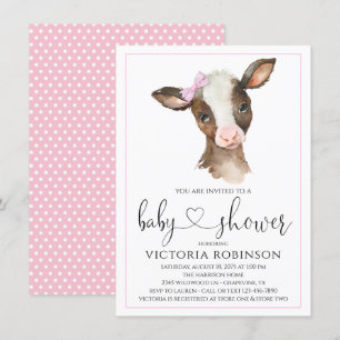 Cute Cow Girl Farm Baby Shower-inbjudningar Inbjudningar