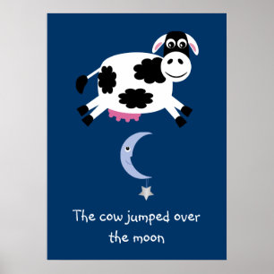 Cute Cow hoppade över måne poster