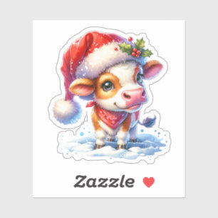 Cute Cow i jultomten Klistermärken