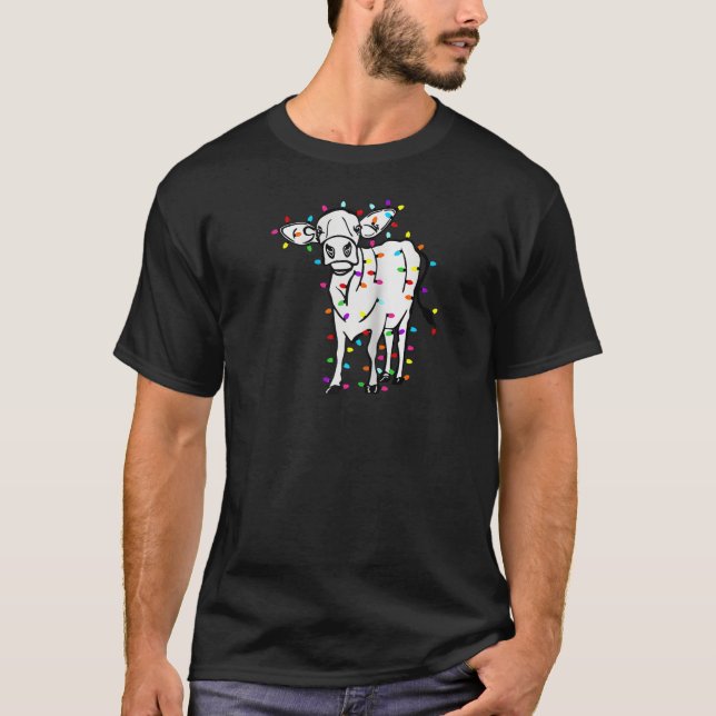 Cute Cow Jul Ljus Cow Owner Cow Älskare Chri T Shirt (Framsida)