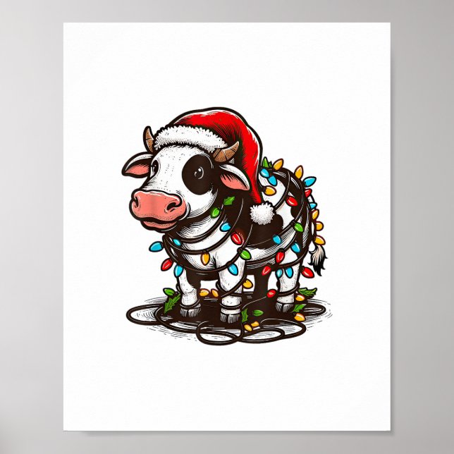 Cute Cow Julafton Kids Tonåring Girl Boy Poster (Framsidan)